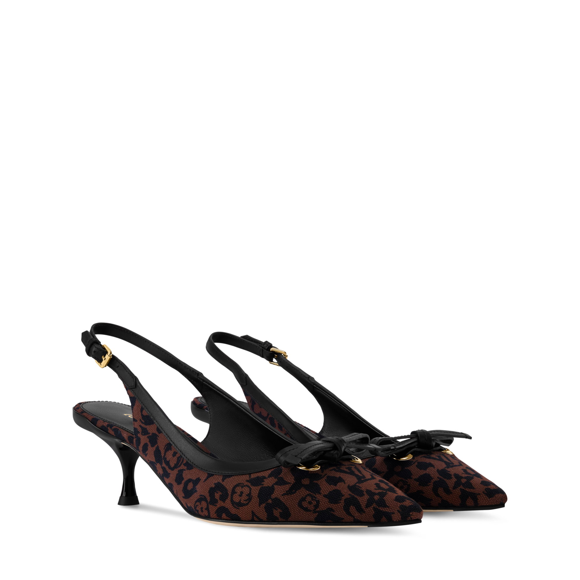 Women's 6AM Slingback Pump Brown Monogram Leopard Canvas 1AJMOY