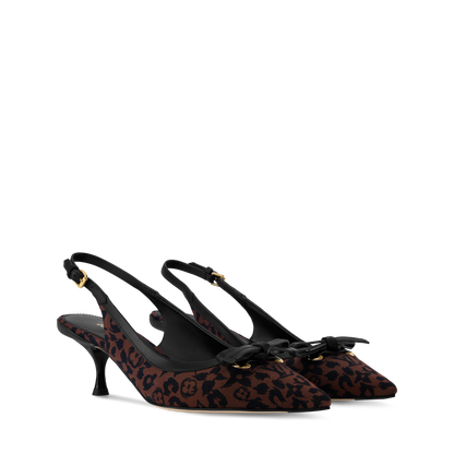 Women's 6AM Slingback Pump Brown Monogram Leopard Canvas 1AJMOY