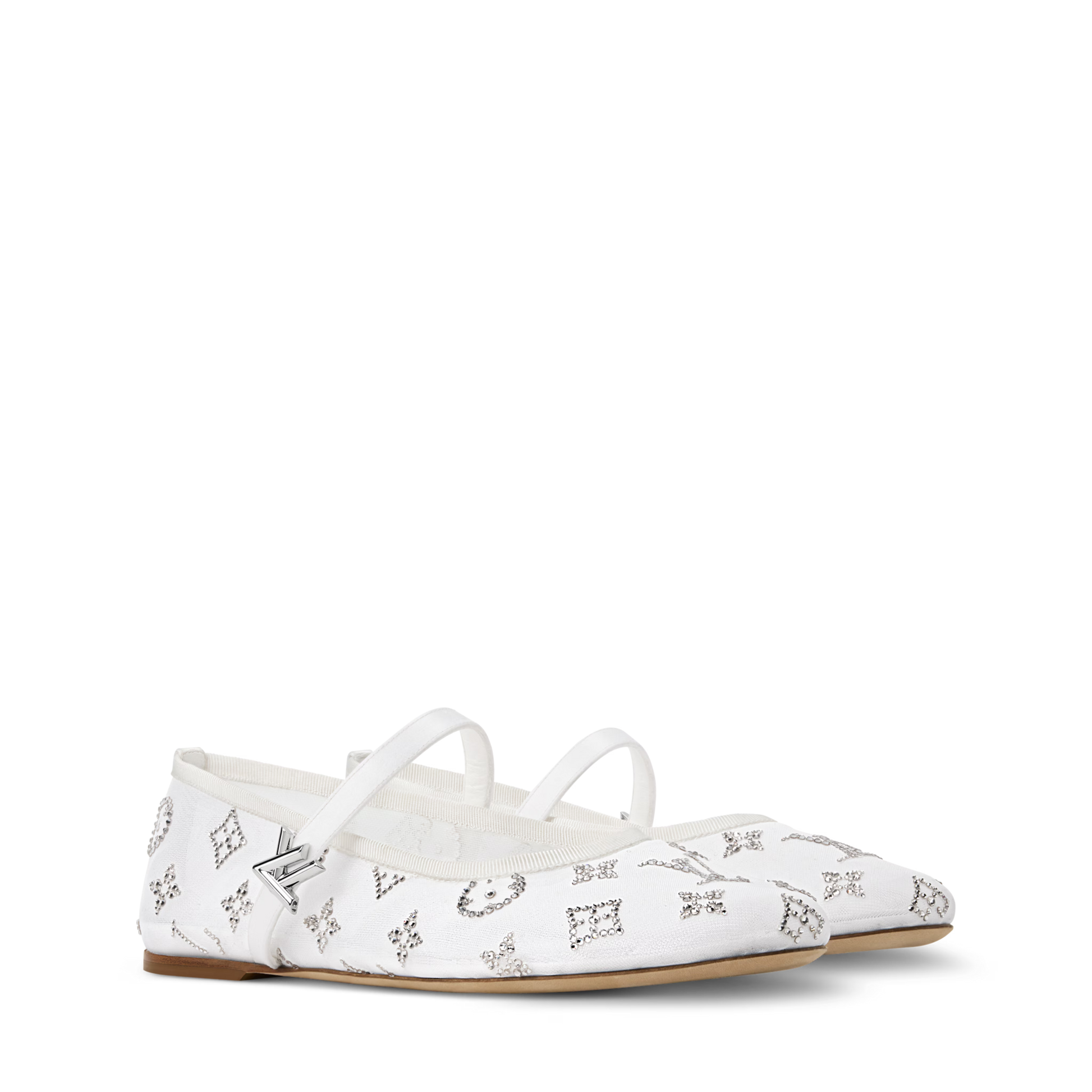 Women's Romy Flat Ballerina Mesh Rhinestone Monogram Ballet Pump 1AK3Q0