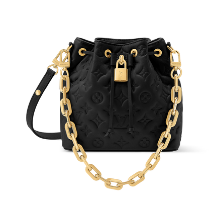 Women's Coussin Bucket Monogram Embossed Lambskin Drawstring Bag M26530