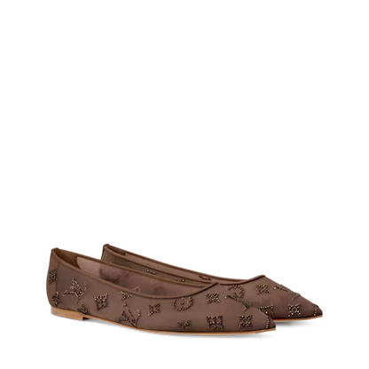 Women's Gala Flat Ballerina Black Mesh/Strass 1AIDR8