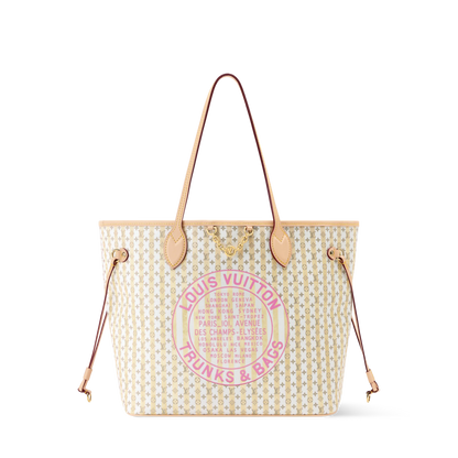 Women's Neverfull MM LV Stamp Nude Rose Monogram Canvas Tote Bag
