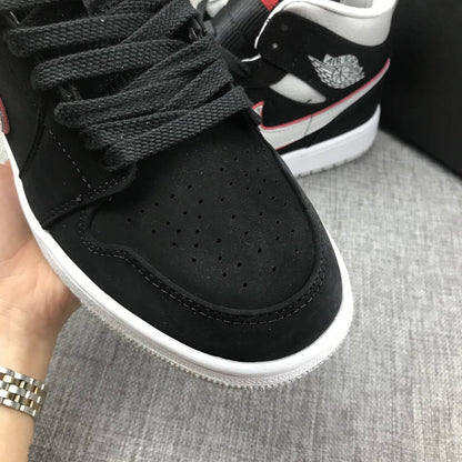 Air Jordan 1 Mid Black White With Orange Swooh AJ1