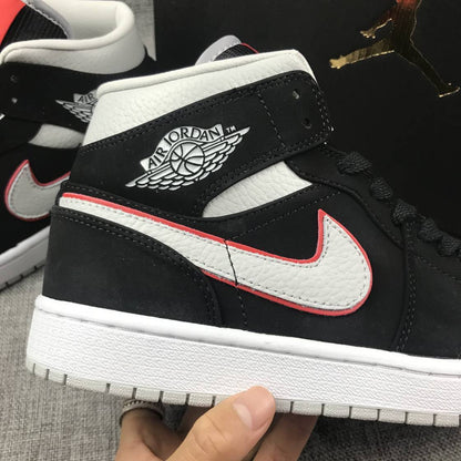 Air Jordan 1 Mid Black White With Orange Swooh AJ1
