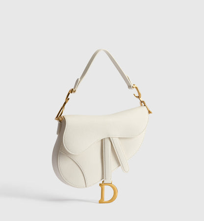 Women's Small Saddle Bag With Camel Grained Calfskin And Strap