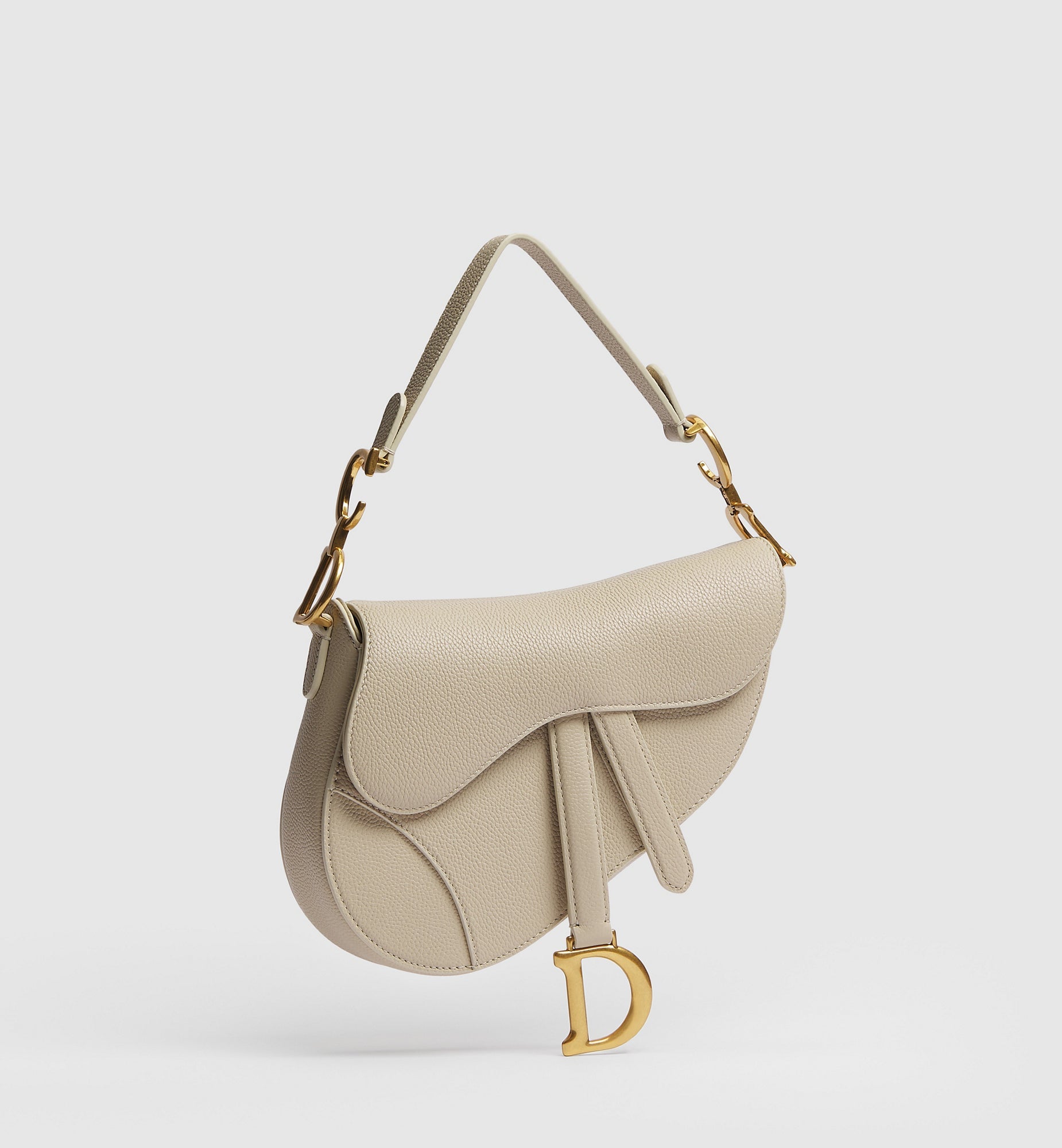 Women's Small Saddle Bag With Camel Grained Calfskin And Strap