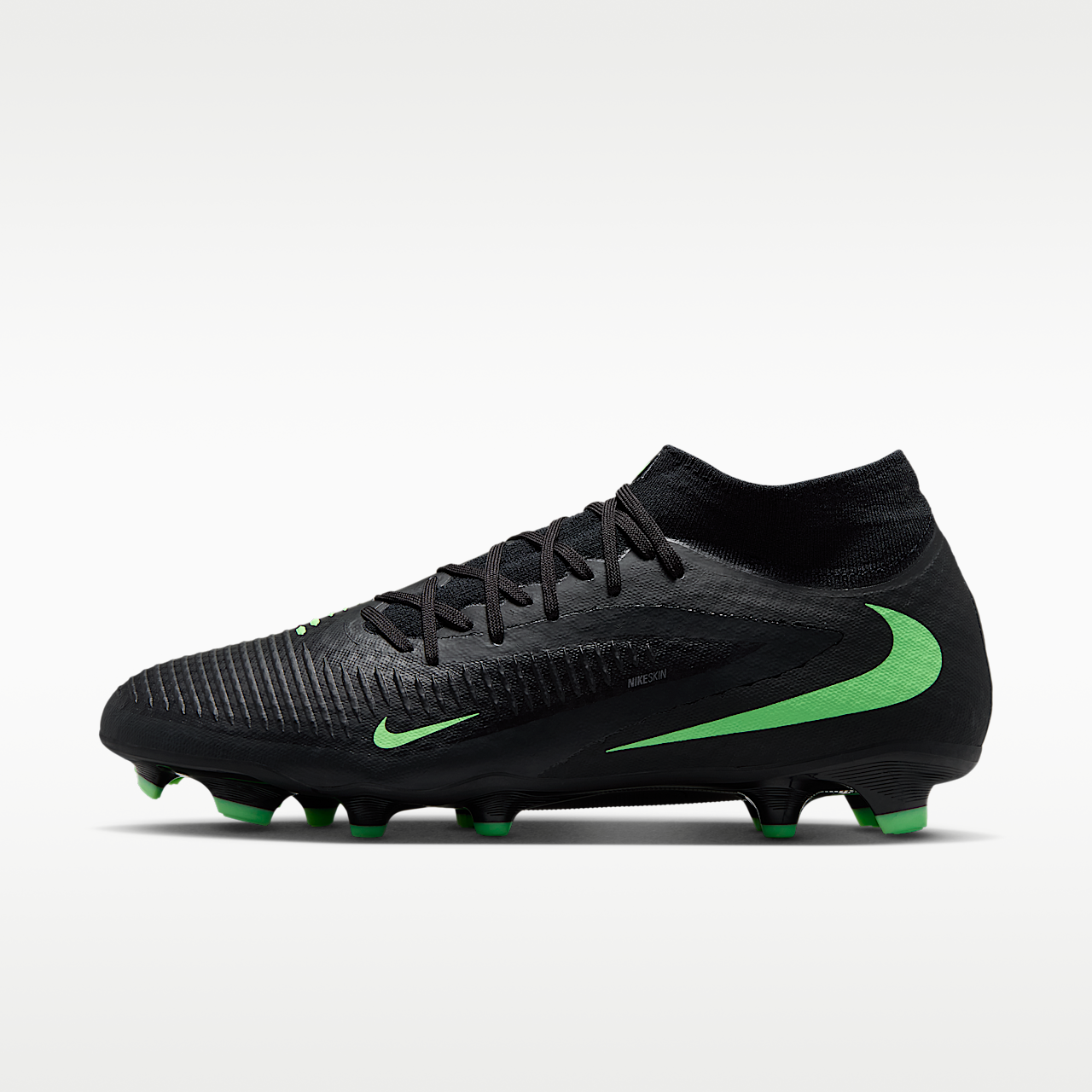 Phantom 6 High Academy Multi-Ground Soccer Cleats Black/Black/Illusion Green