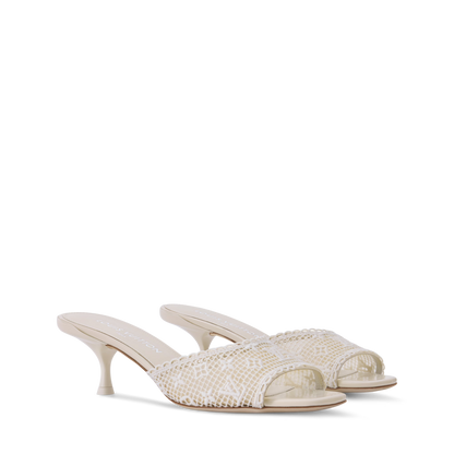 Women's 6 AM Embroidered Monogram Kitten-Heel Mule 1AK219