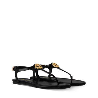 Women's Sunkiss Flat Sandal Black Patent Calf Leather 1AHKU7