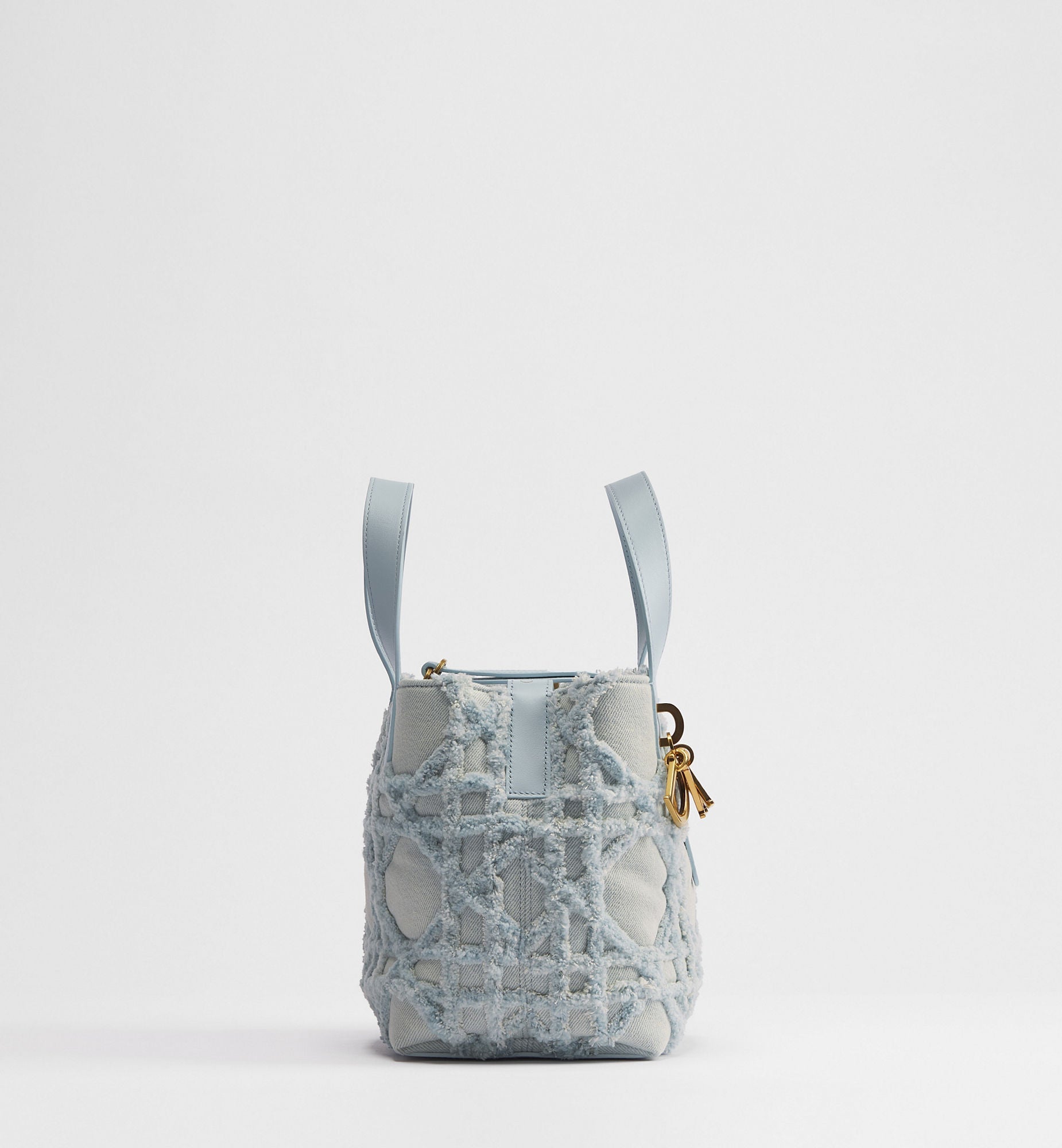 Women's Small Toujours Vertical Tote Bag With Blue Cannage Denim And Strap