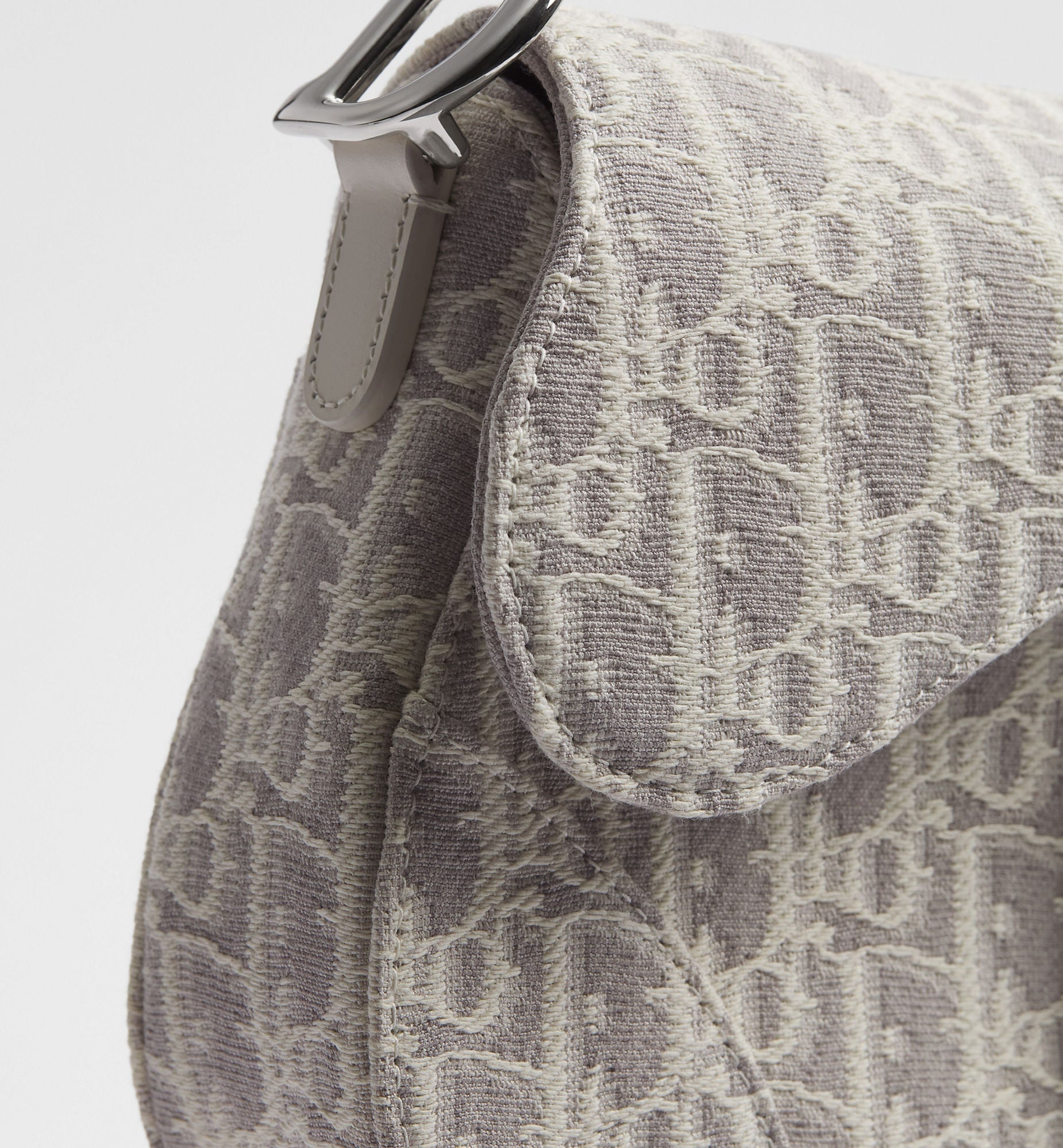 Women's Small Saddle Bag With Latte and Gray Oblique Jacquard And Strap