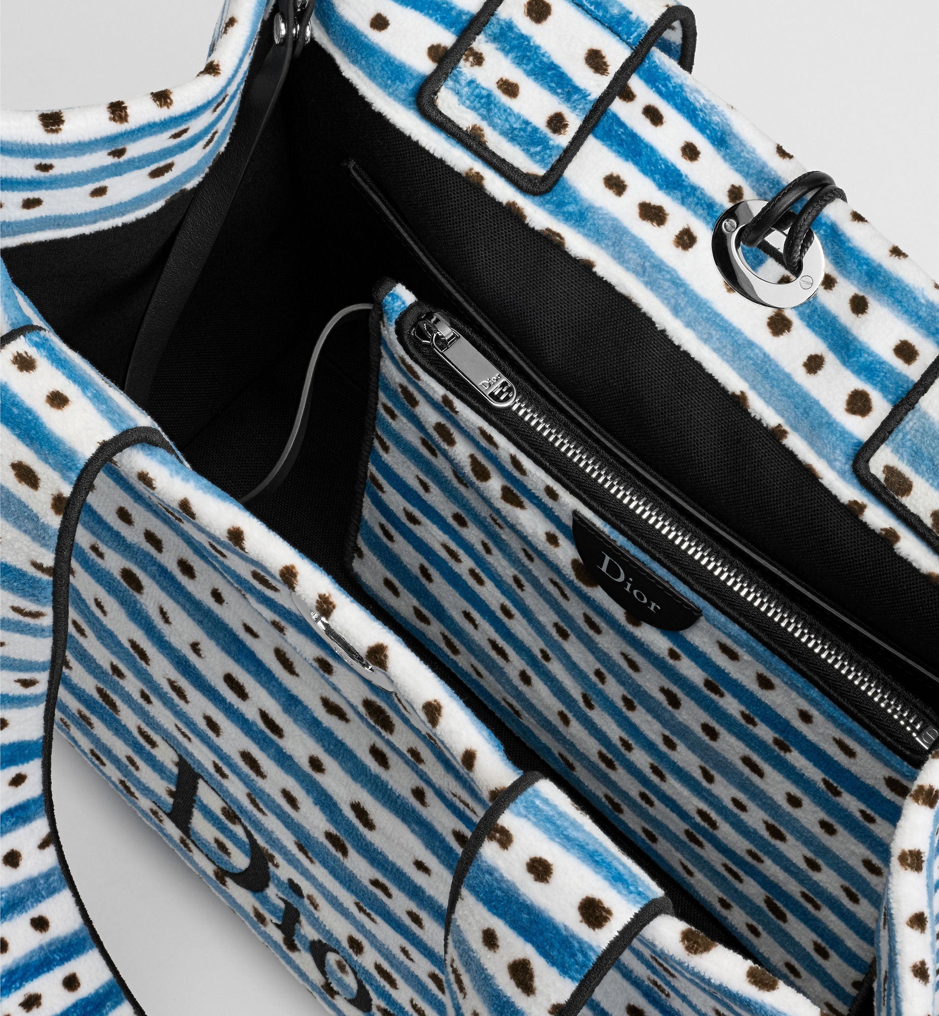 Medium Spongy Book Tote With Striped Fabric And Removable Pouch