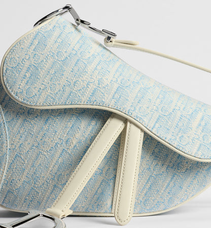 Women's Saddle Bag With Strap In Céleste Blue Washed Jacquard