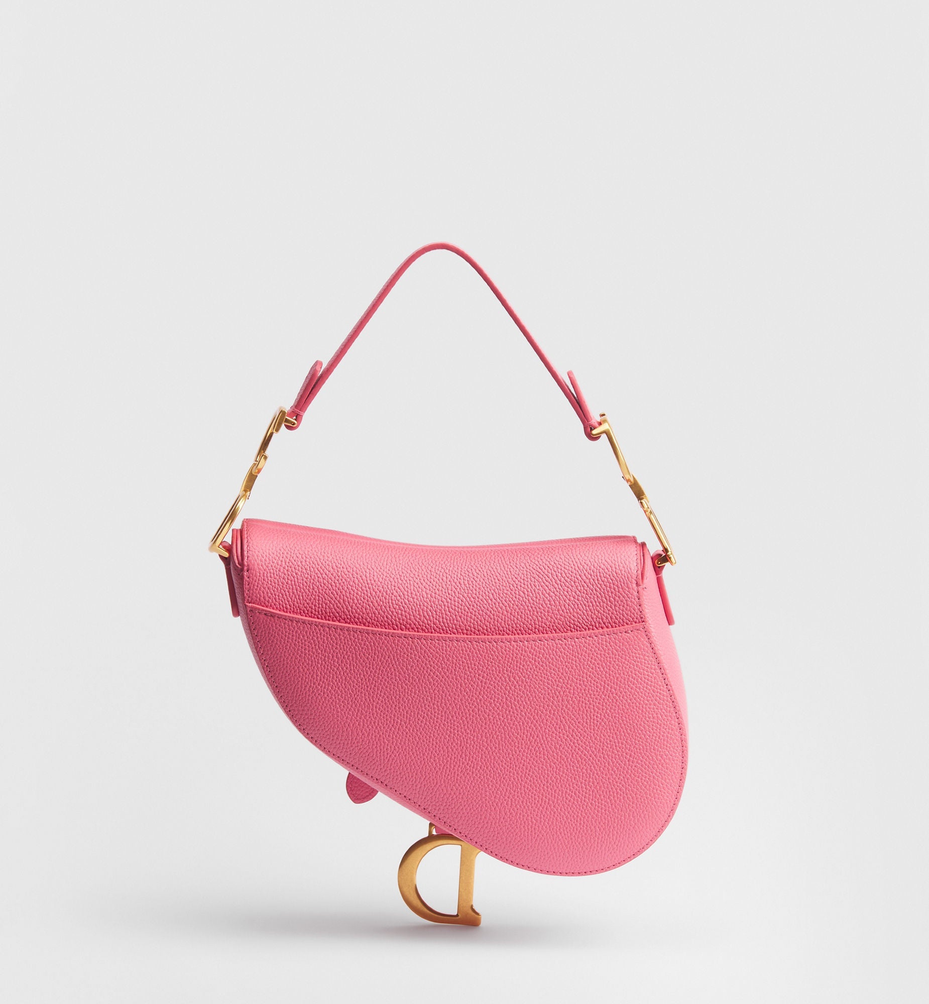 Women's Small Saddle Bag With Fraise Grained Calfskin And Strap