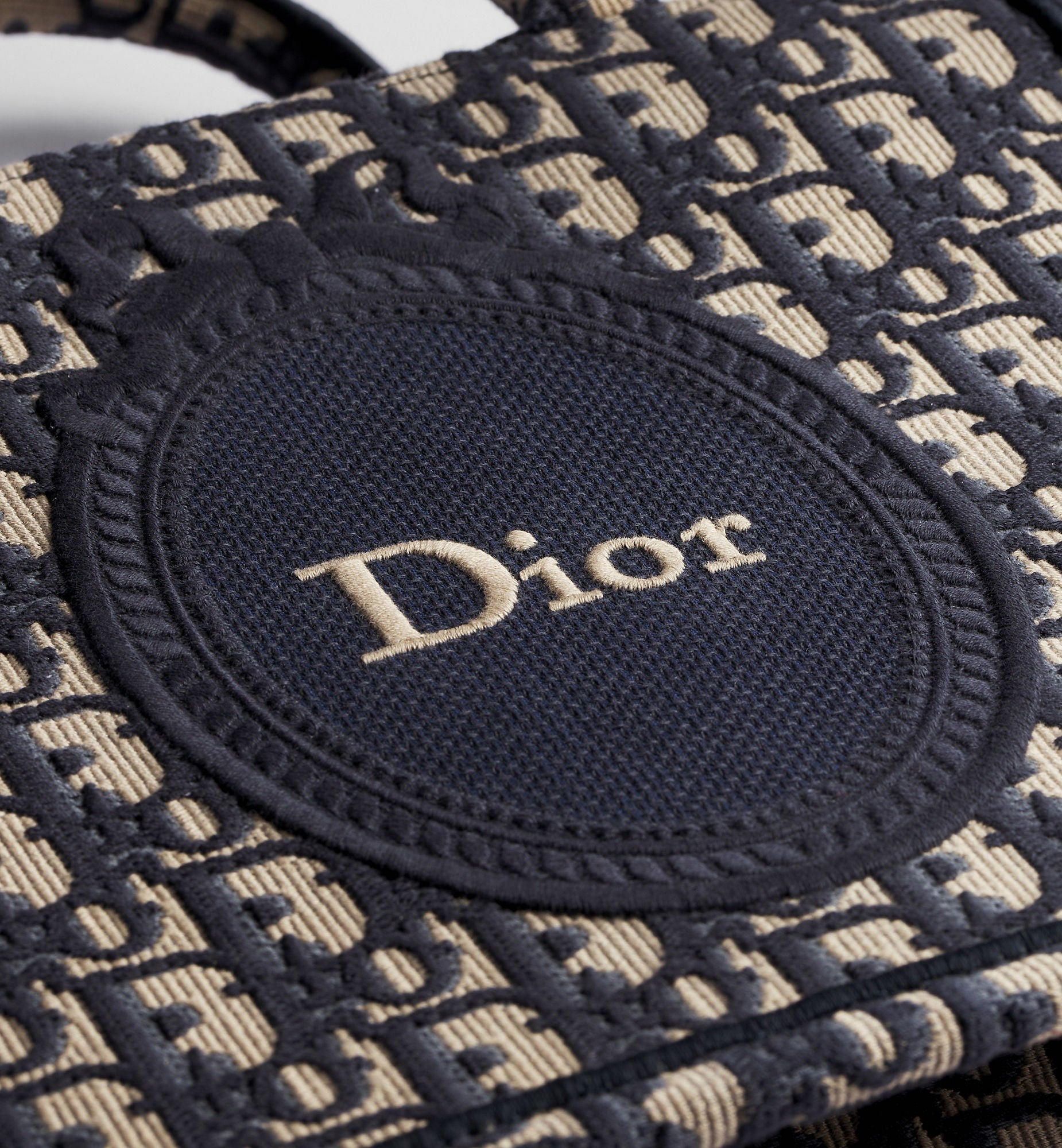 Women's Small Book Tote with Blue Oblique Jacquard and Médaillon Signature