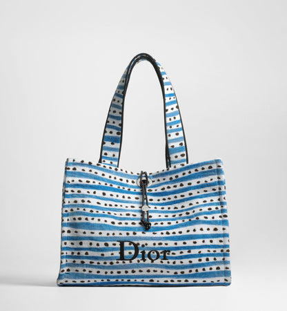 Medium Spongy Book Tote With Striped Fabric And Removable Pouch