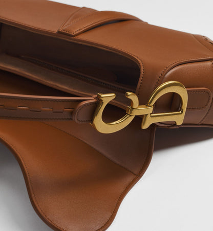 Women's Small Saddle Bag With Marron Bobby Calfskin Marquetry And Strap