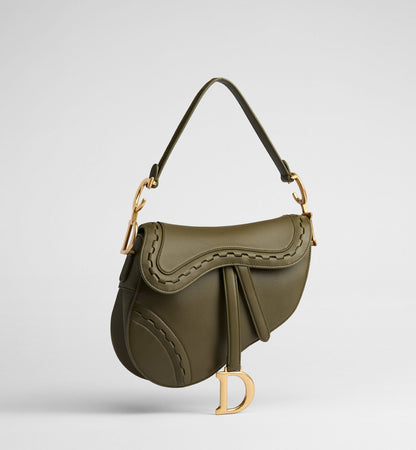 Women's Saddle Bag With Strap In Khaki Calfskin