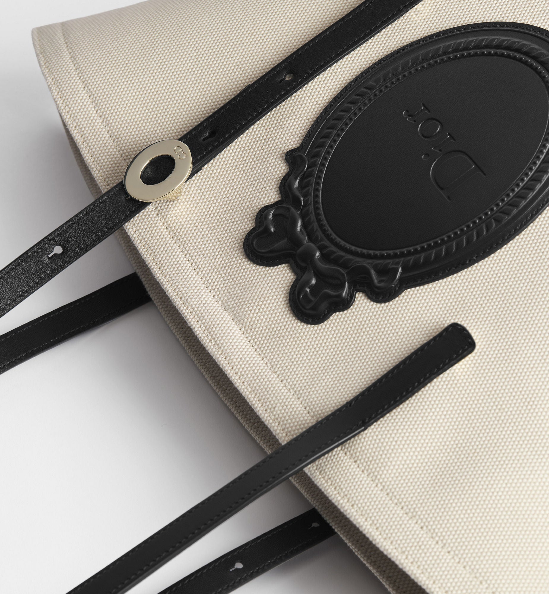 Women's Small Dior Blooming Bag With Beige Canvas And Black Calfskin