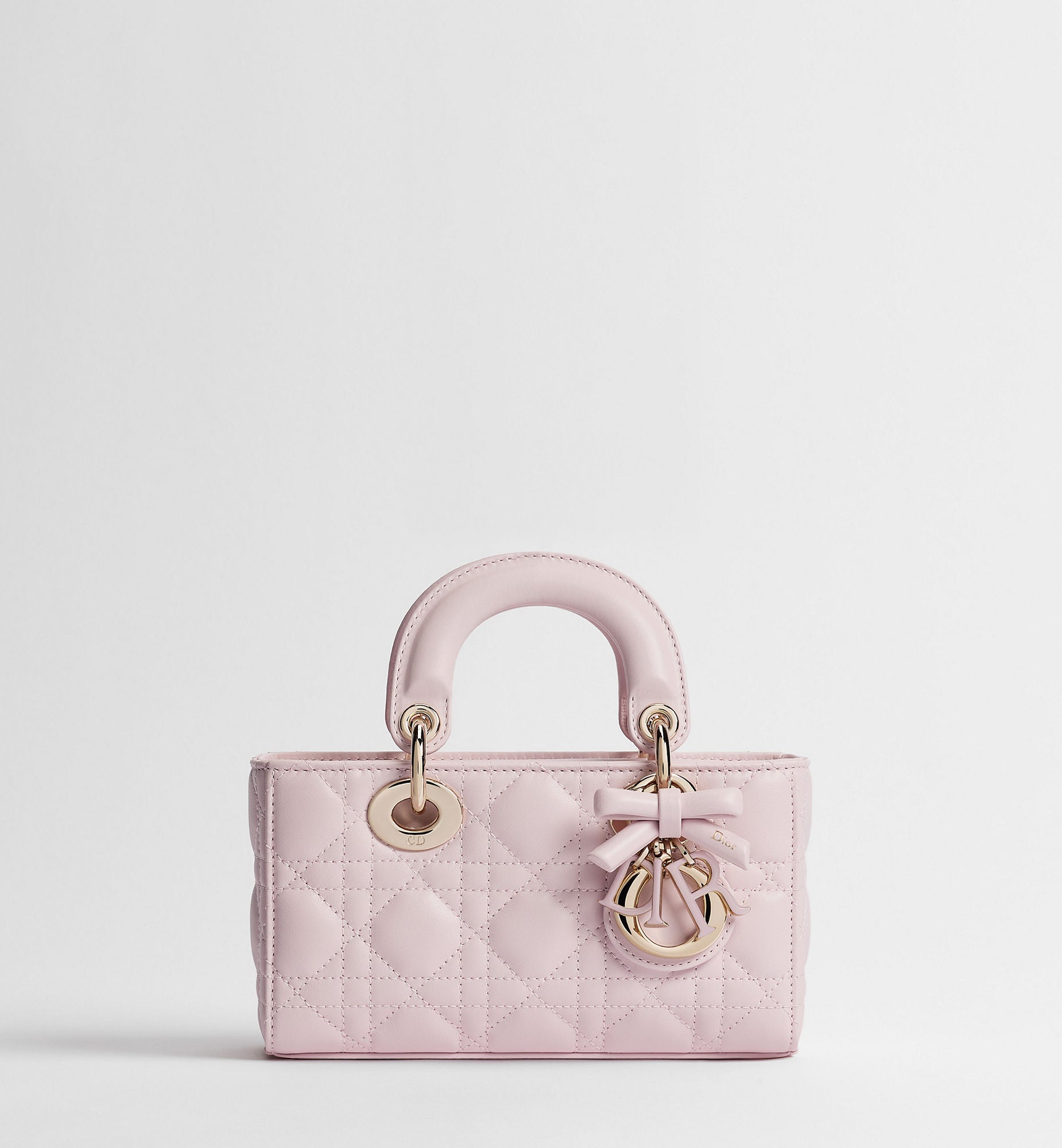 Women's Mini Lady D-Joy Bag With Rose Tendre Cannage Lambskin And Chain Strap