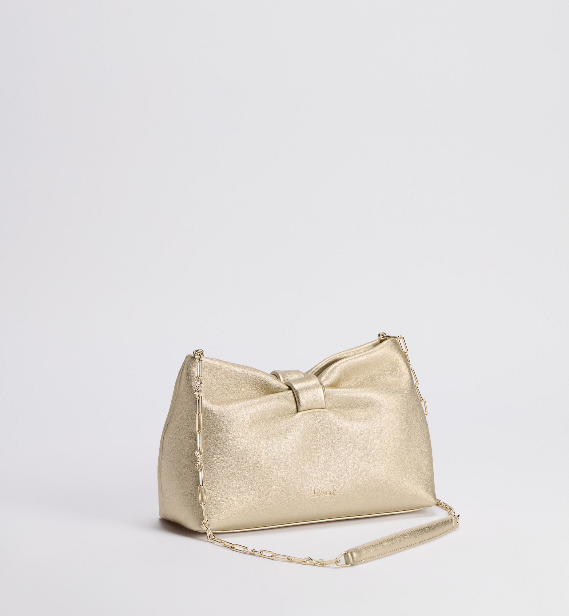 Women's Small Bow Bag With Mekong Laminated Lambskin And Chain Strap