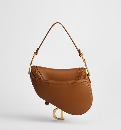 Women's Small Saddle Bag With Marron Bobby Calfskin Marquetry And Strap