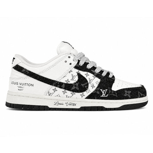 LV x Nike SB Dunk Low White Black Denim Monogram Sneaker