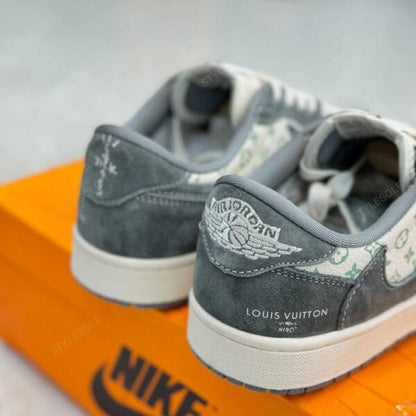Louis Vuitton x Nike Air Jordan 1 Low "Green Monogram Suede" (Custom)
