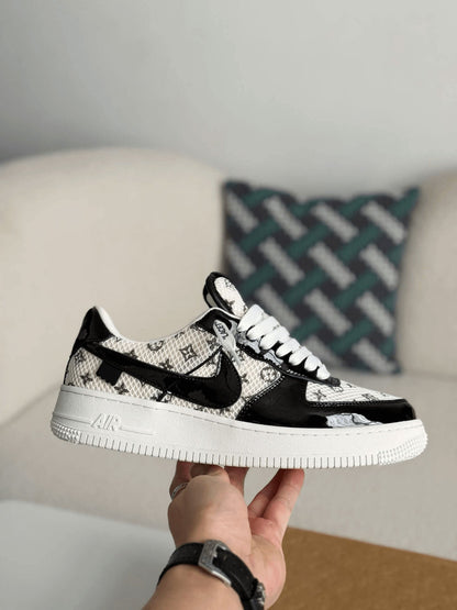 LV x Nike Air Force 1 Black White Monogram Sneaker