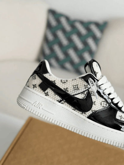 LV x Nike Air Force 1 Black White Monogram Sneaker