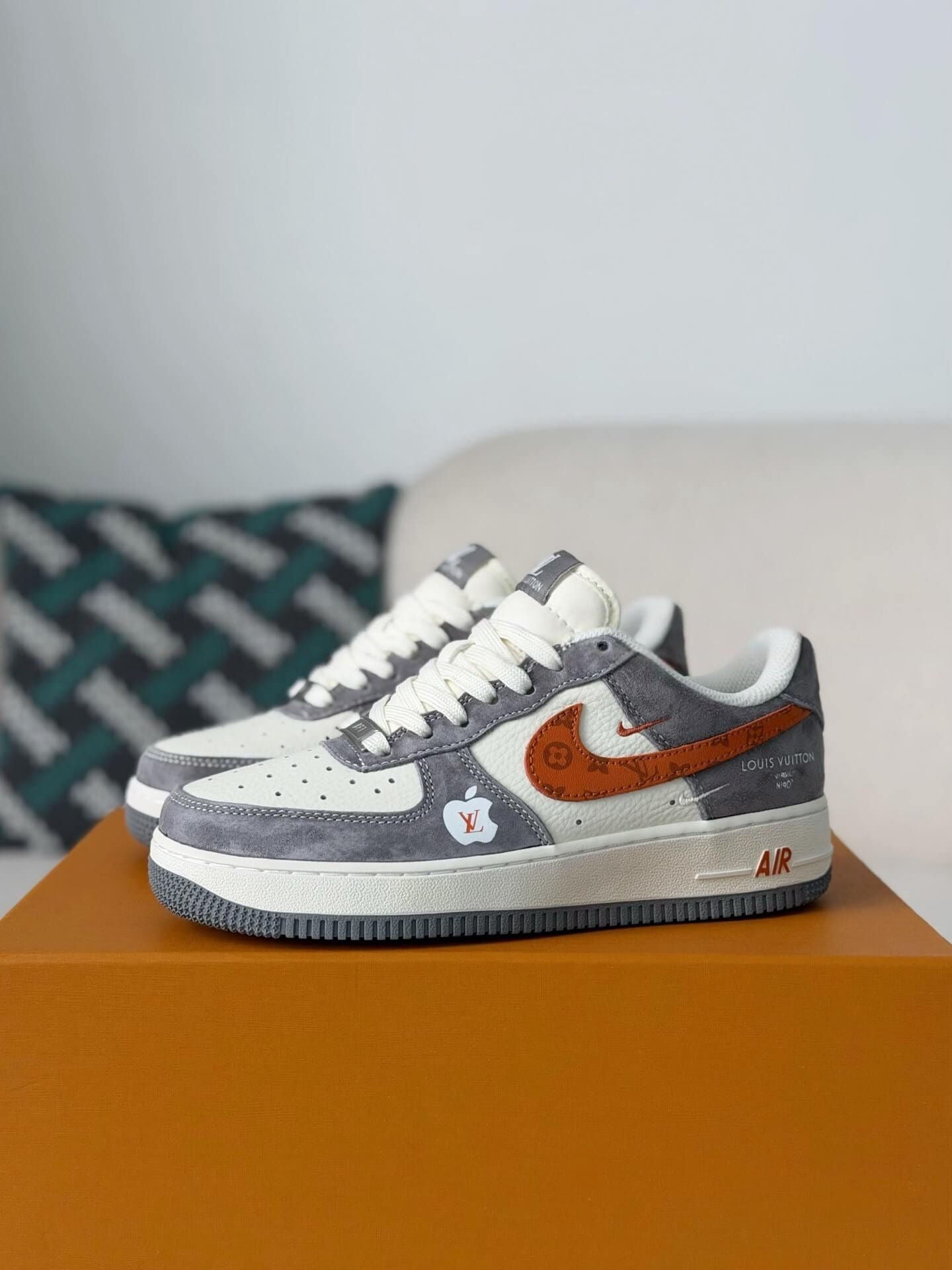 LV x Nike Air Force 1 Low "Grey Monogram Orange Swoosh"
