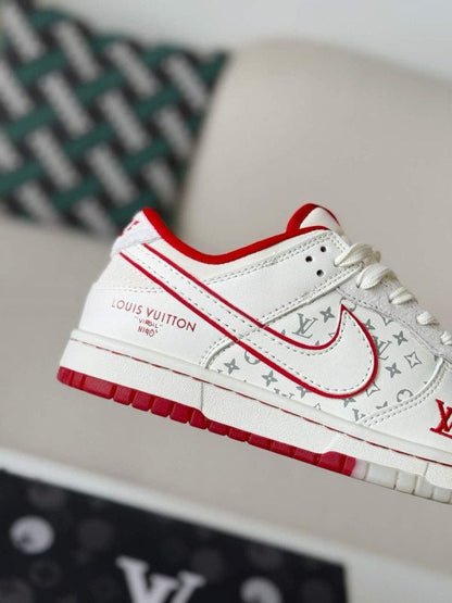 LV x Nike Dunk Low "Nike By You" Custom Sneaker Red White