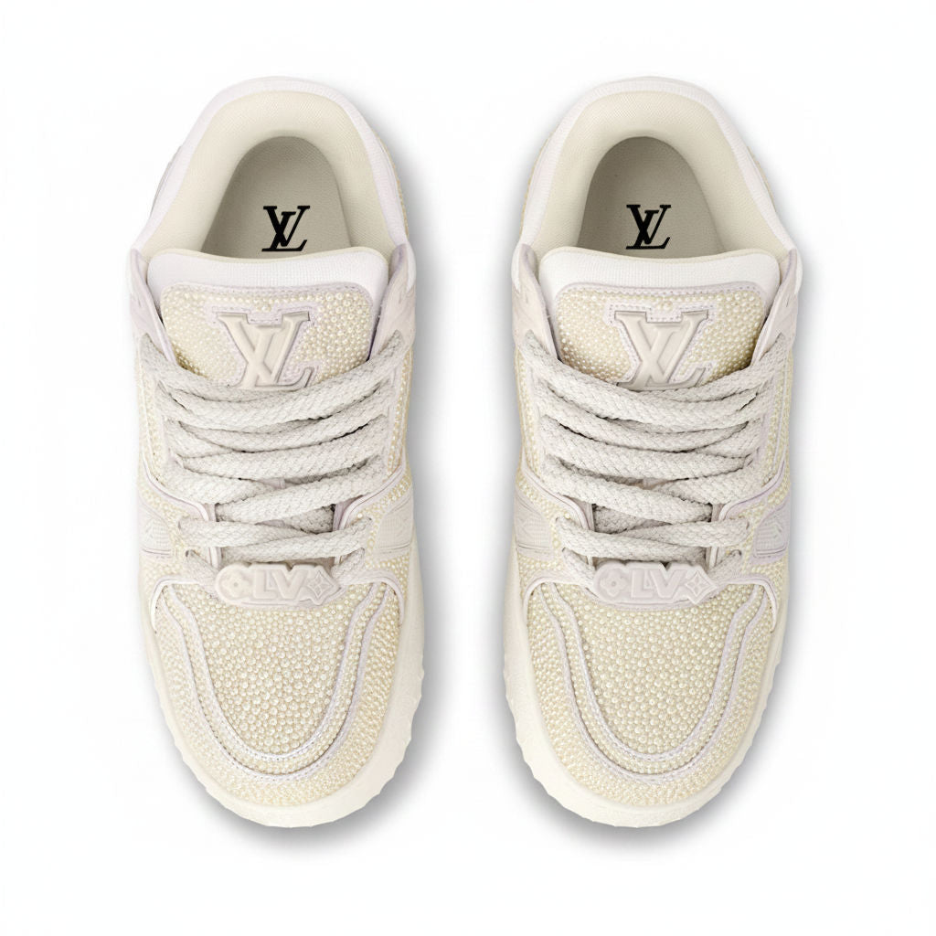 LV Maxi Trainers with Swarovski Crystals White