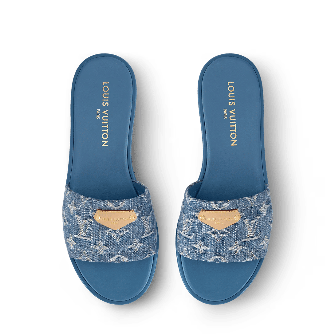 LV Lily Mule Sandals Blue Denim