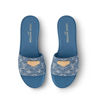 LV Lily Mule Sandals Blue Denim