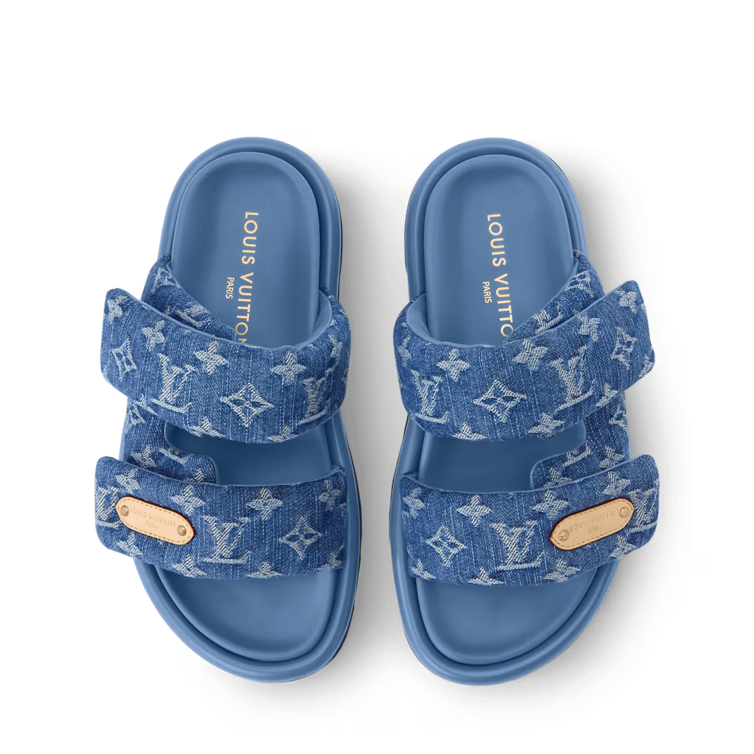 LV Pool Pillow Comfort Mule Blue Denim