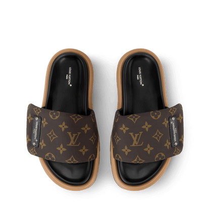 LV Pool Pillow Flat Comfort Mule Cocoa Brown