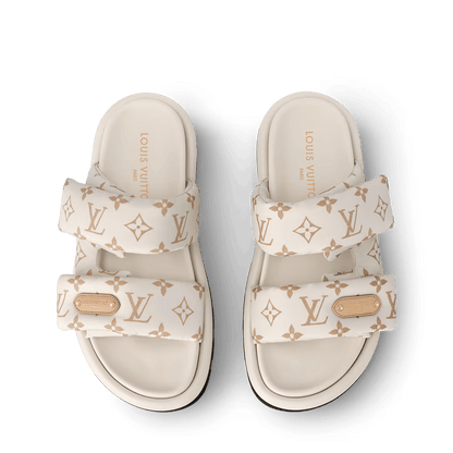 LV Pool Pillow Flat Comfort Mule Dune Beige
