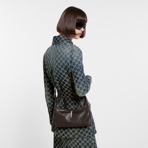 Women's Medium Jackie Slim Bag With Soft Grainy Leather And Piston Closure