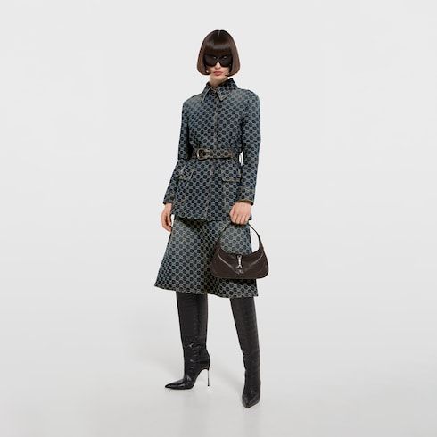 Women's Medium Jackie Slim Bag With Soft Grainy Leather And Piston Closure