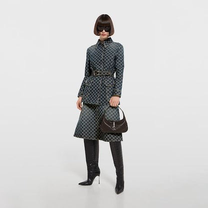 Women's Medium Jackie Slim Bag With Soft Grainy Leather And Piston Closure