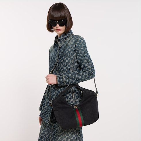 Women's Giglio Small Tote Bag With GG Canvas And Leather Trim