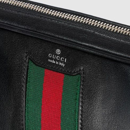 Men's Small Crossbody Bag With Soft Leather And Web Intarsia