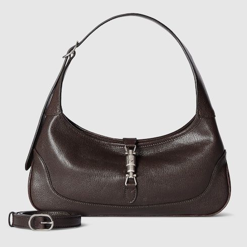 Women's Medium Jackie Slim Bag With Soft Grainy Leather And Piston Closure