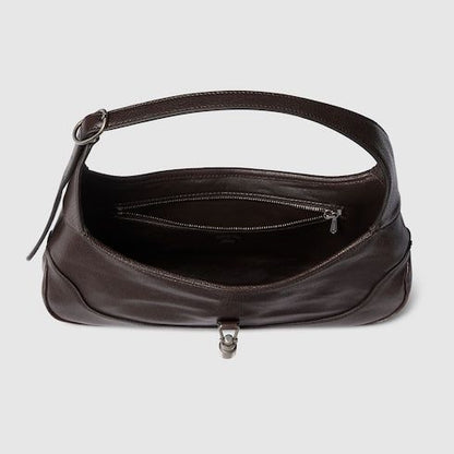 Women's Medium Jackie Slim Bag With Soft Grainy Leather And Piston Closure