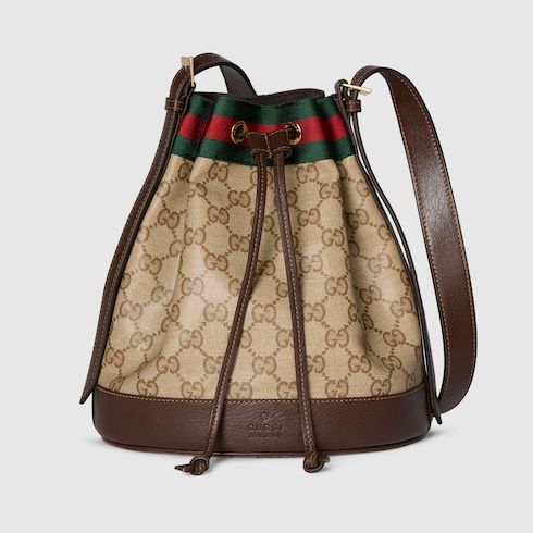 Small Bucket Bag GG Coated Canvas Web