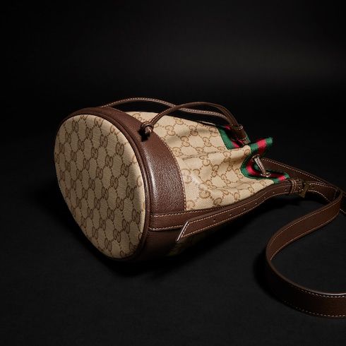 Small Bucket Bag GG Coated Canvas Web