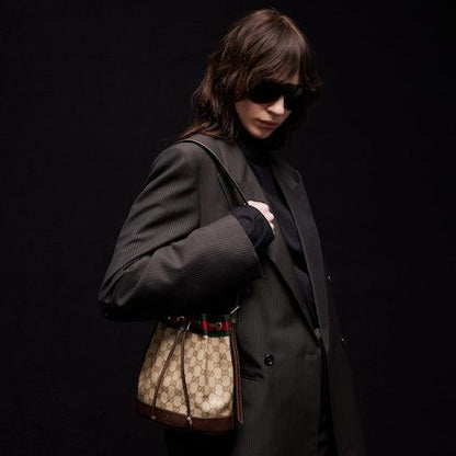 Small Bucket Bag GG Coated Canvas Web
