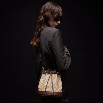 Small Bucket Bag GG Coated Canvas Web