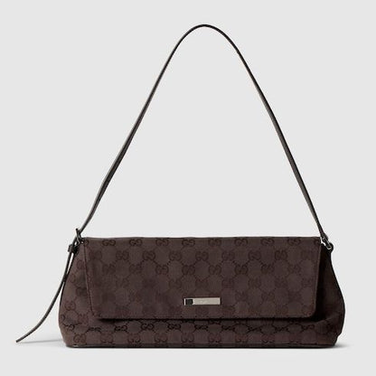 Women's Madison Medium Shoulder Bag With GG Canvas And Logo Plaque